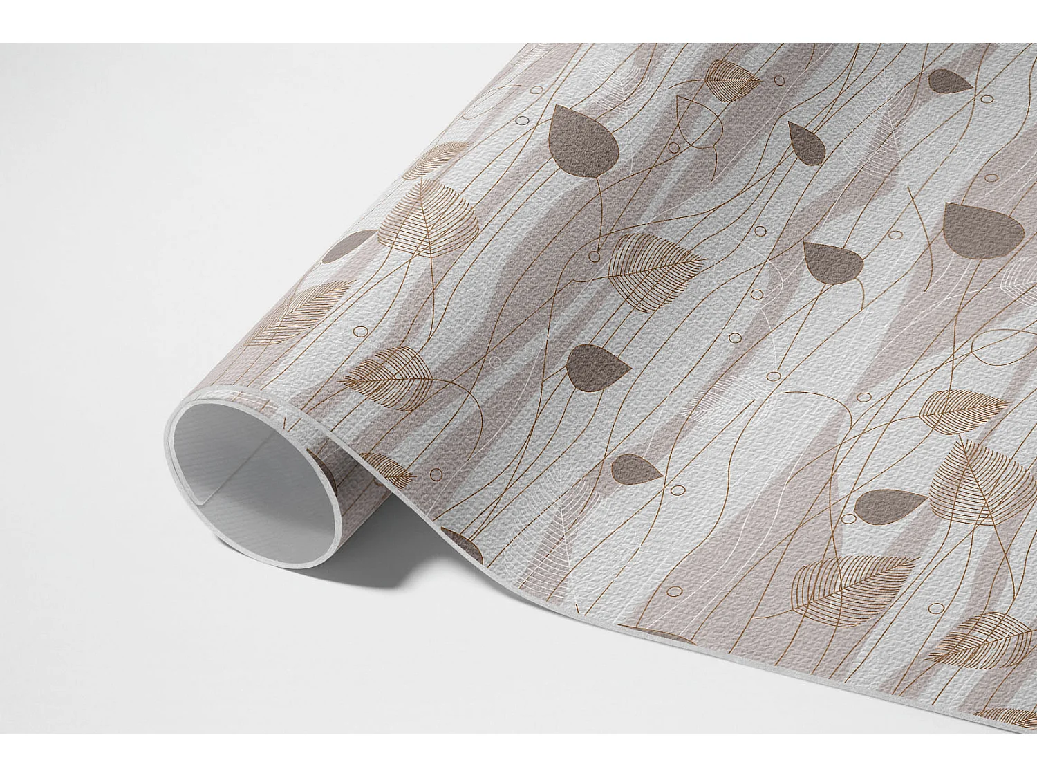 Tapis vinyle pour la maison, Moquette d'intérieur Feuilles de Boho sur fond de vagues - 140x210 cm