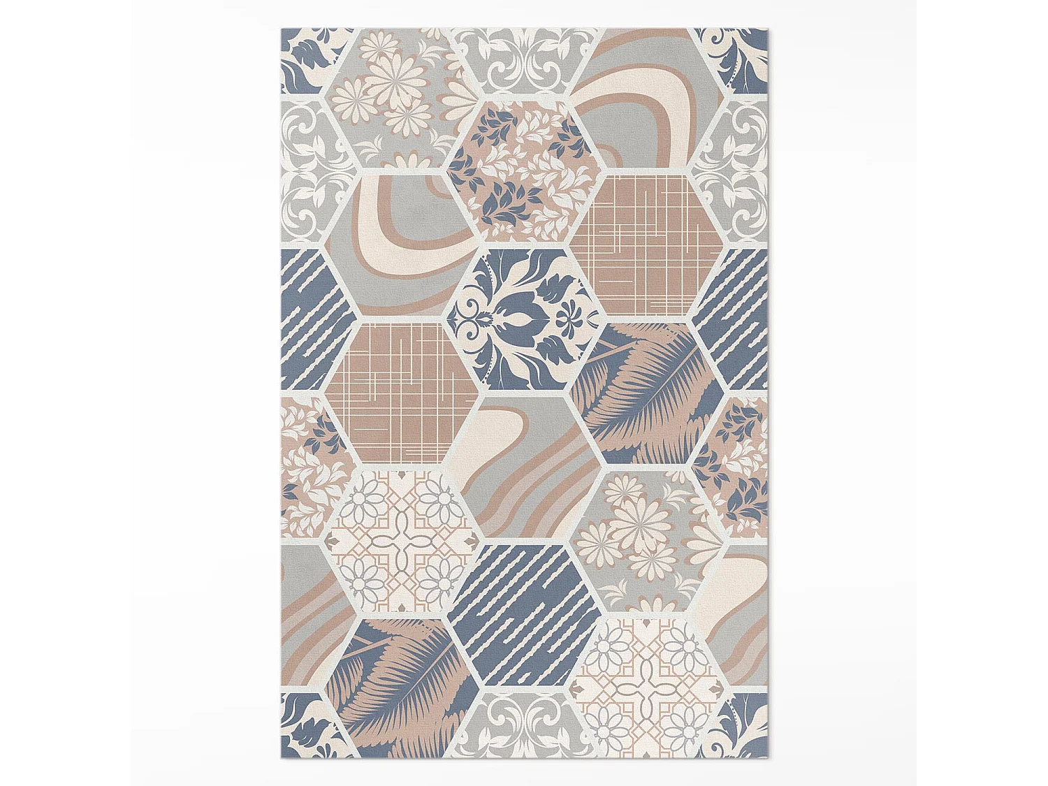 Tapis vinyle pour la maison, Moquette d'intérieur Carreaux boho hexagones hawaïens - 80x120 cm