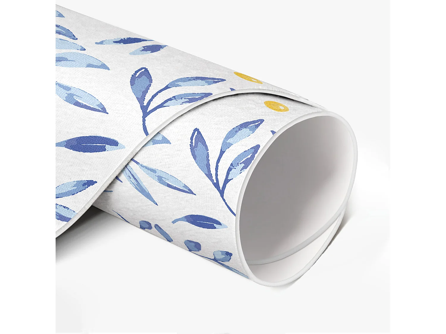 Vinyl-Teppich für Zuhause, Innenteppich. Dezente Aquarellzweige, Blätter, Boho-Punkte, 50 cm