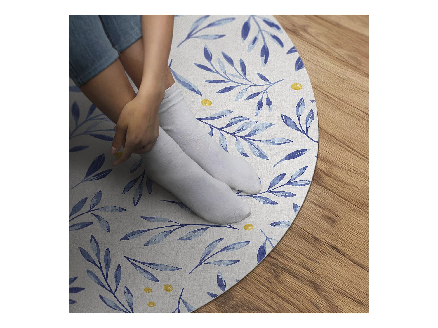 Tapis vinyle pour la maison, Moquette d'intérieur Brindilles aquarelles subtiles, feuilles, points bohèmes 50 cm