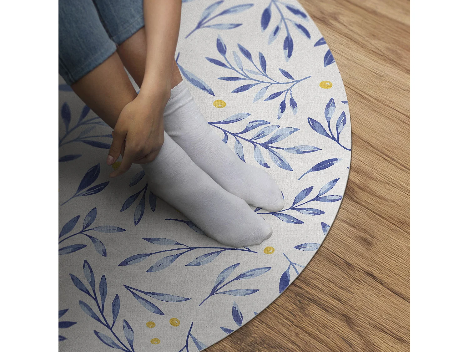 Alfombra vinílica para el hogar, alfombra de interior Ramitas de acuarela sutiles hojas puntos boho 50 cm