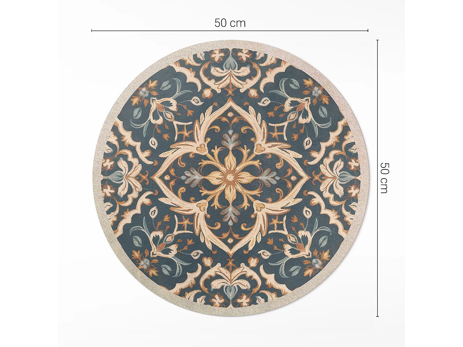 Vinyl-Teppich für Zuhause, Innenteppich, Pflanzendekoration, Vintage-Ornament im alten Stil, 50 cm