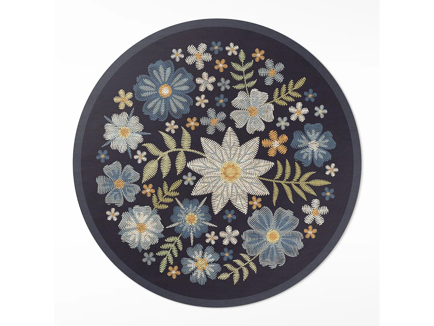 Vinyl-Teppich für Zuhause, Innenteppich, bestickte Wildblumen, 90 cm