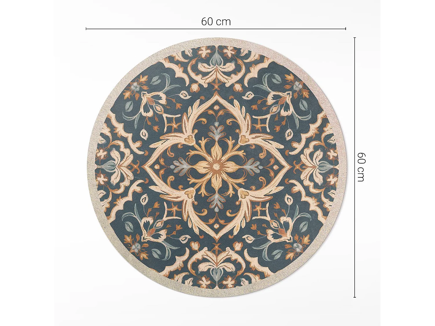 Vinyl-Teppich für Zuhause, Innenteppich, Pflanzendekoration, Vintage-Ornament im alten Stil, 60 cm