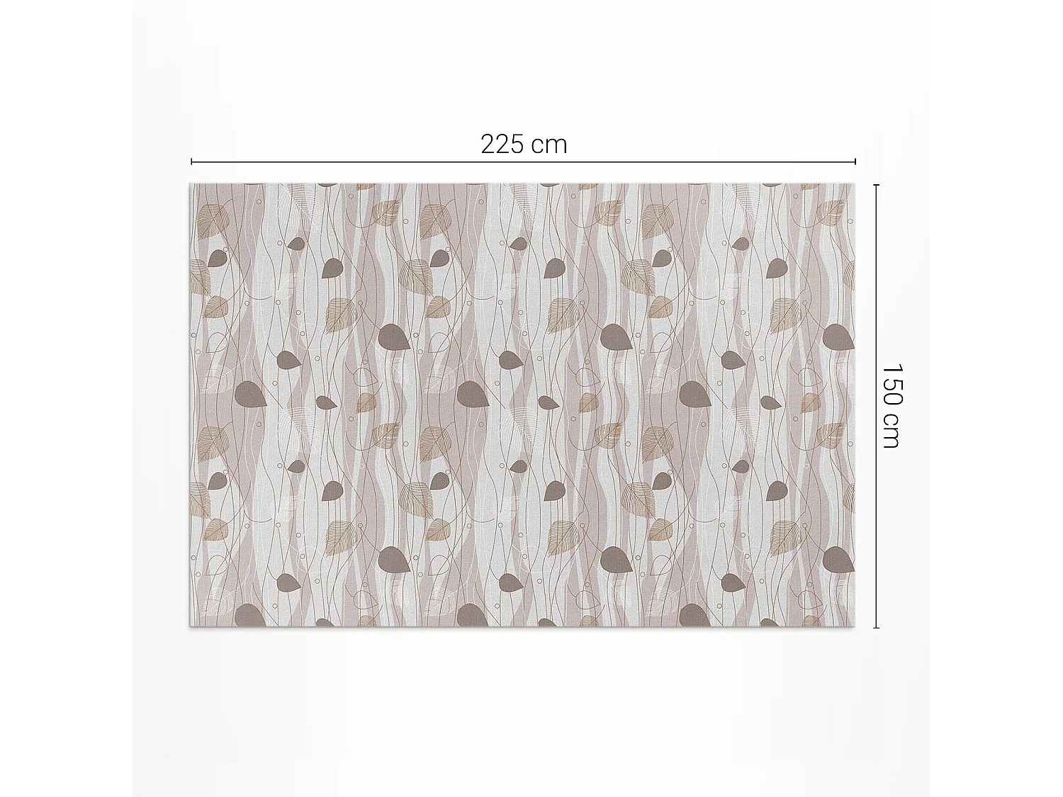 Vinylteppich für Zuhause, Boho-Innenteppich, Blätter auf Wellenhintergrund – 150 x 225 cm