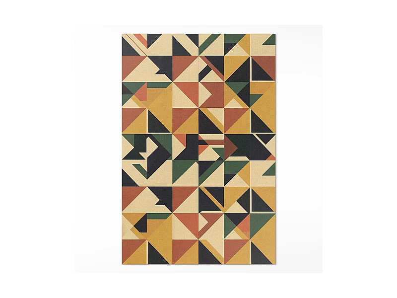 Vinylteppich für Zuhause, Innenteppich Bunte Retro-Dreiecke und Quadrate – 150x225 cm