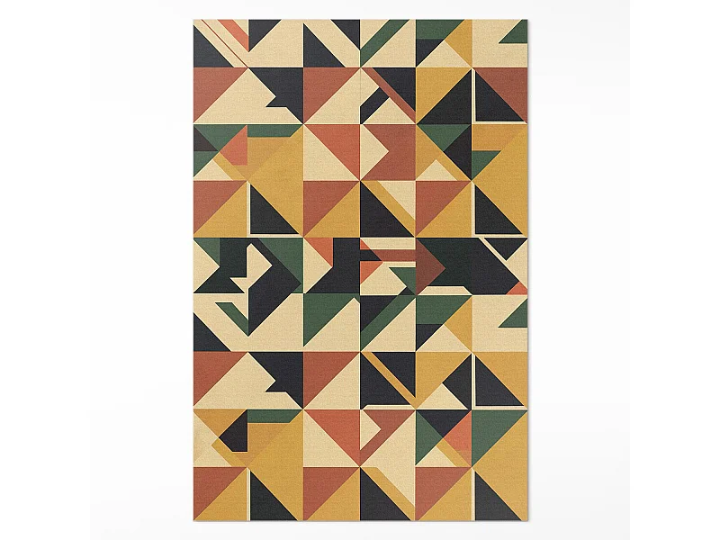 Vinylteppich für Zuhause, Innenteppich Bunte Retro-Dreiecke und Quadrate – 150x225 cm