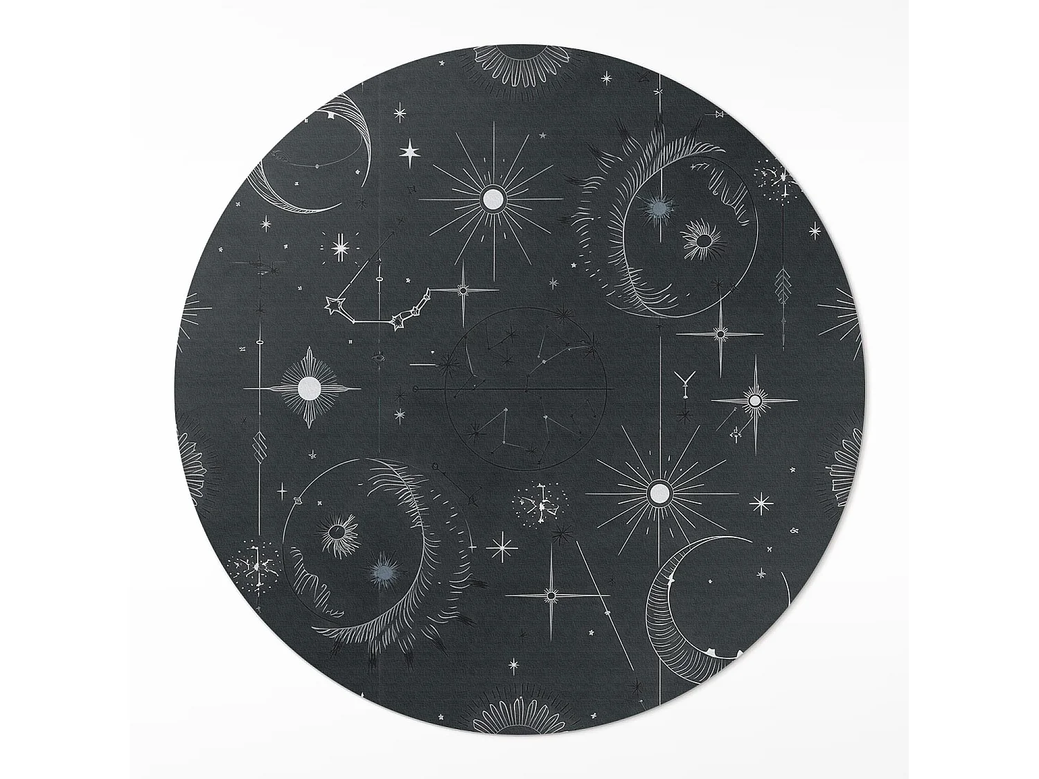 Vinylteppich für Zuhause, Innenteppich Weltraum- und Astrologieillustration von Sternen und Monden 100 cm