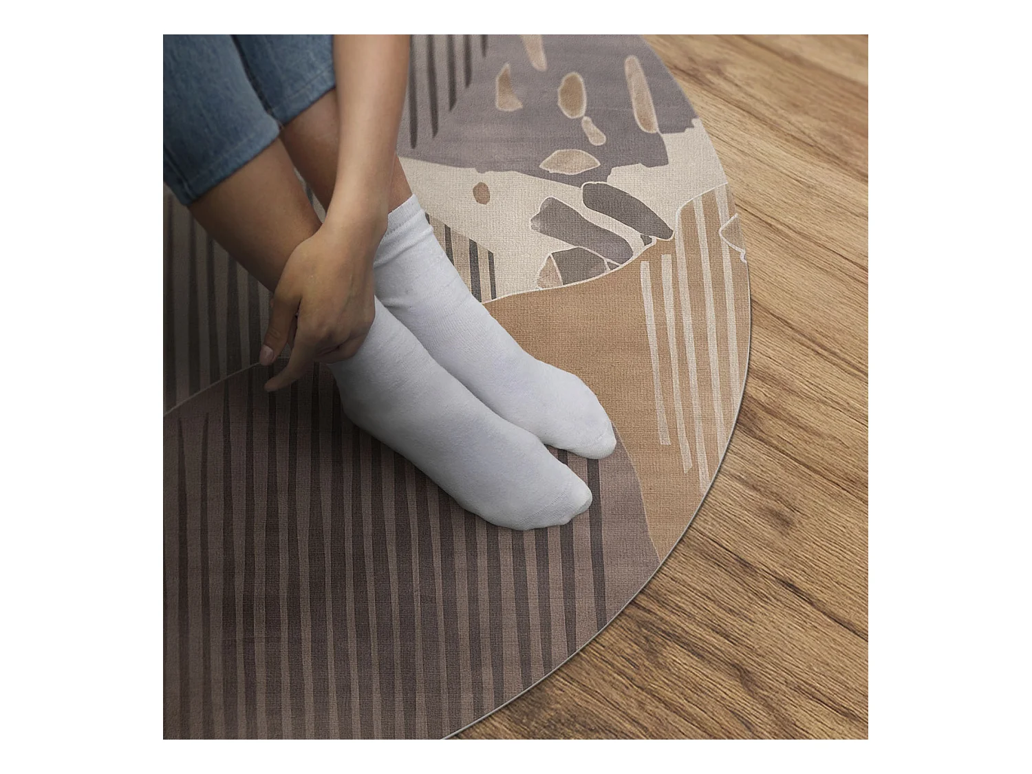 Tapis vinyle pour la maison, Moquette d'intérieur Formes abstraites aux couleurs pastel, style boho/vintage 70 cm