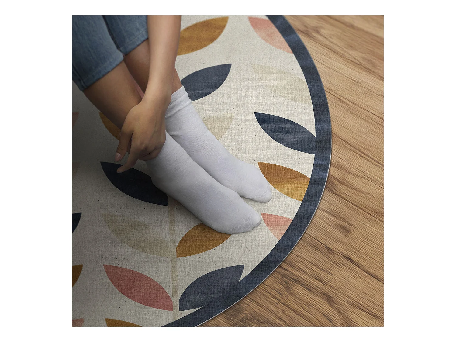 Tapis vinyle pour la maison, Moquette d'intérieur Petites feuilles, style bohème aquarelle 80 cm