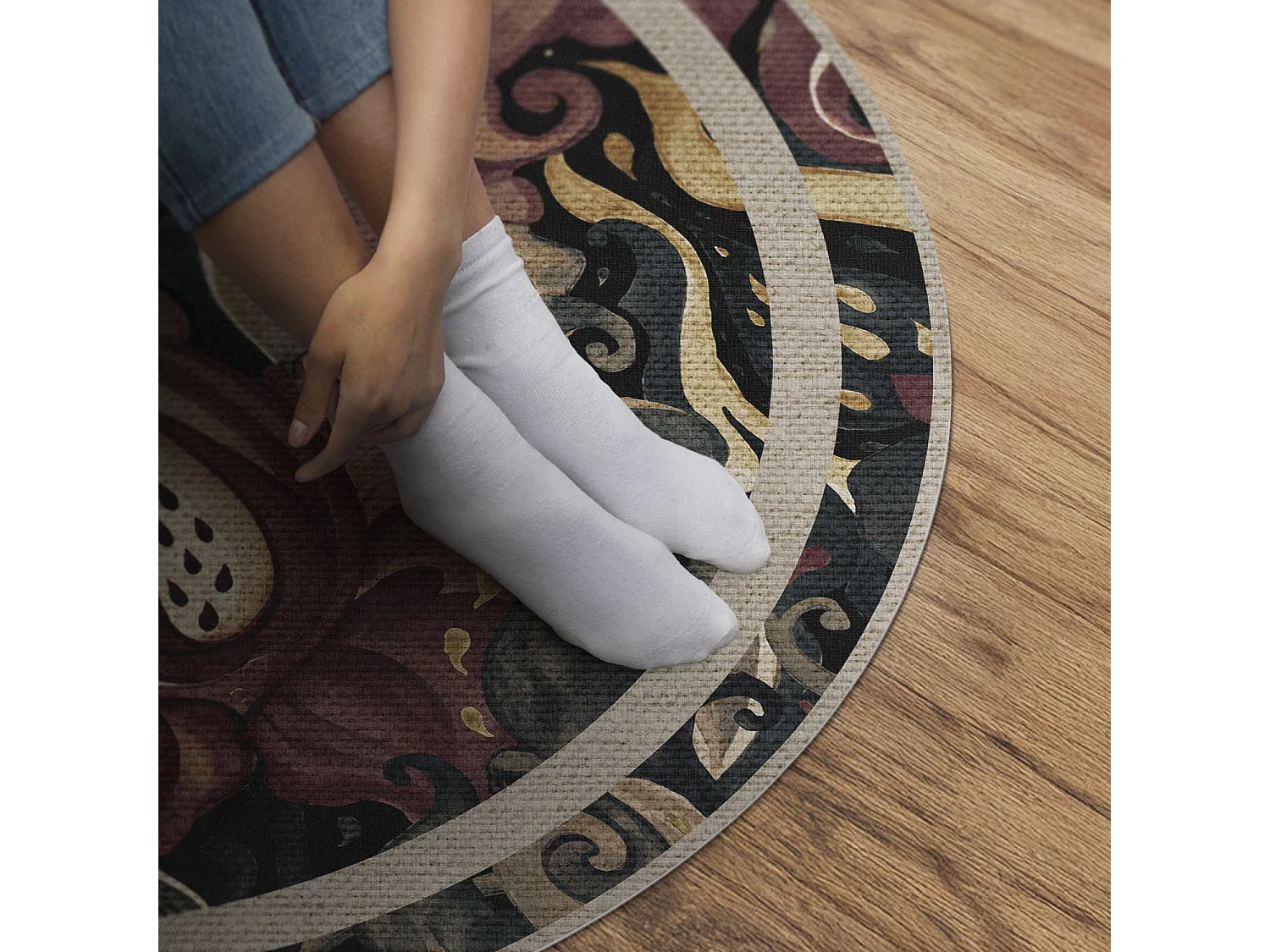 Tapis vinyle pour la maison, Moquette d'intérieur Abstraction florale aquarelle 100 cm