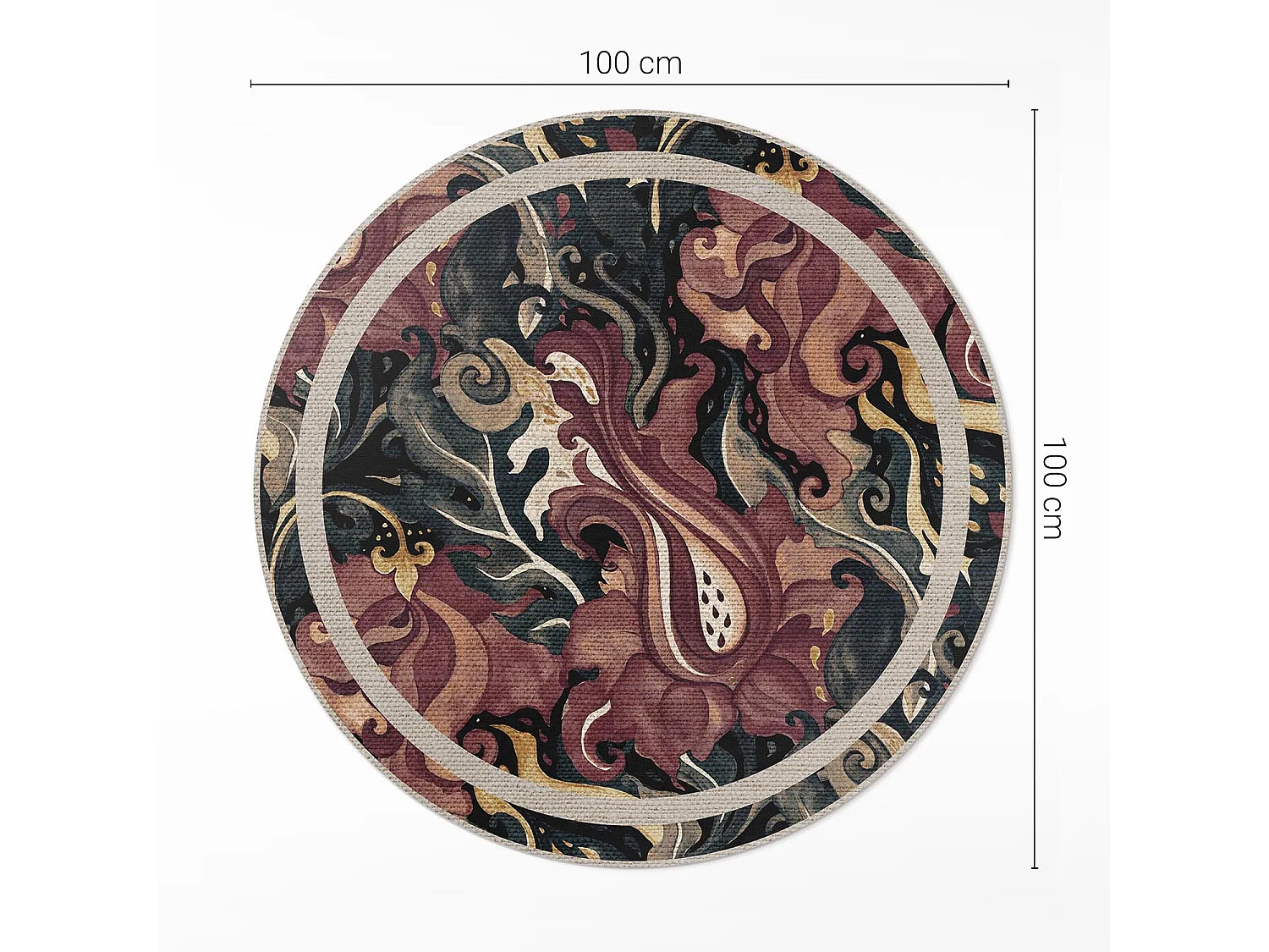 Tapis vinyle pour la maison, Moquette d'intérieur Abstraction florale aquarelle 100 cm