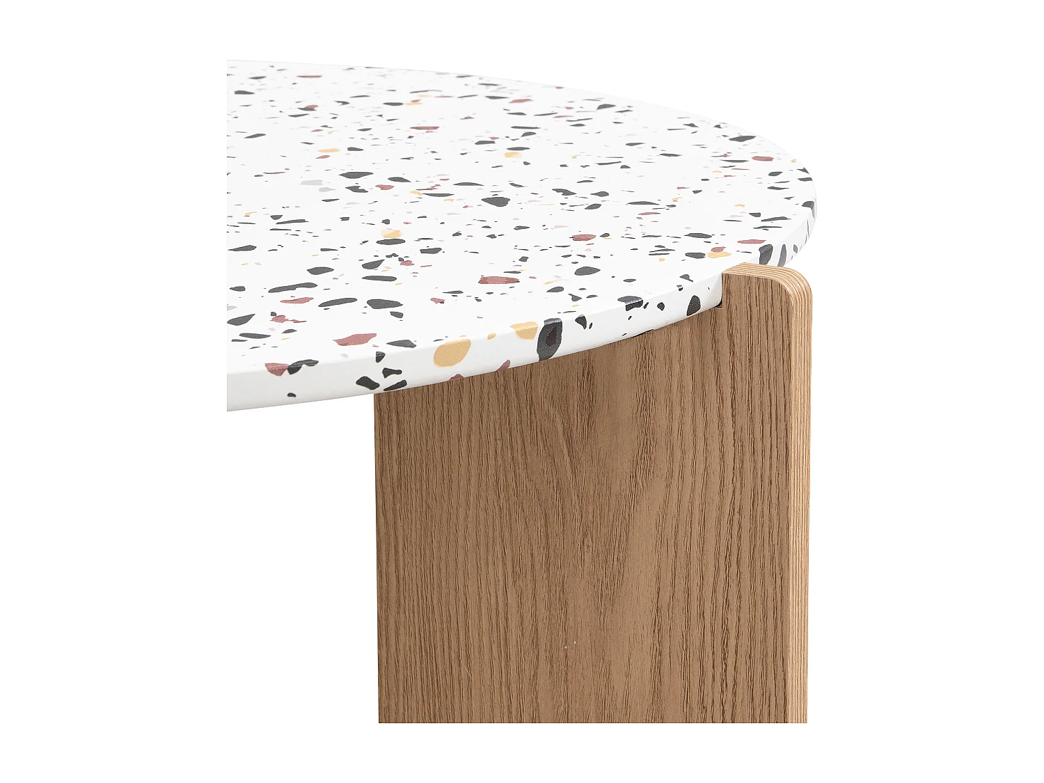 URBAN MEUBLE Ensemble de 2 tables basses gigognes blanches rondes pieds bois