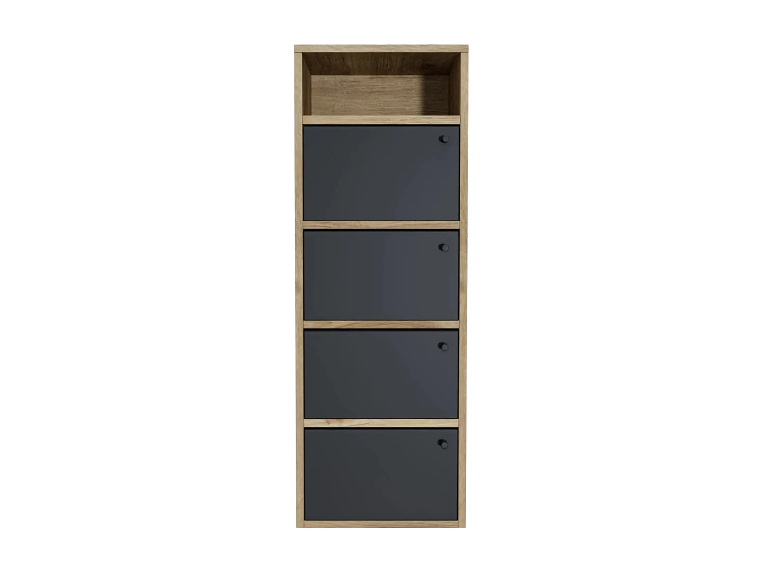 Scarpiera Salvaspazio 4 Ante 5 Ripiani in Legno Melaminico Mobile Slim da Ingresso Armadio cm 42x33x118, Rovere e Nero - ZIK