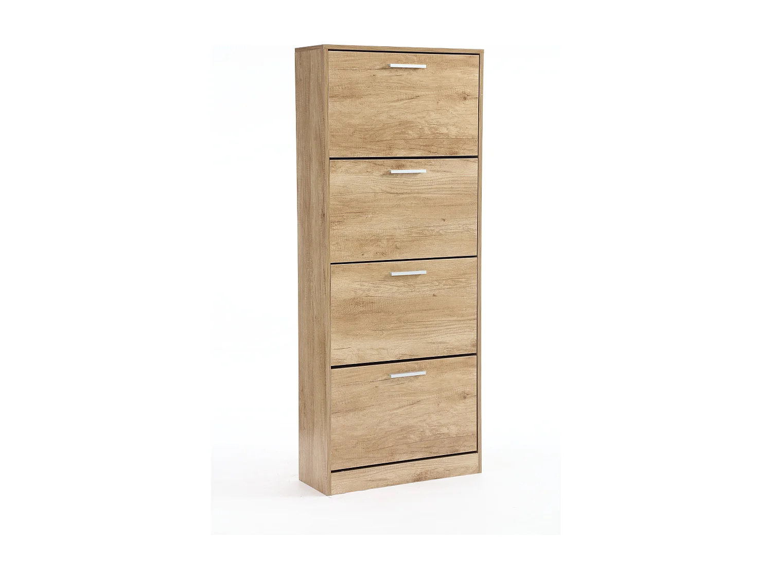 Zapatero Ahorro de Espacio 4 Puertas Estantes Dobles cm 63x24x155 en Madera para Entrada Slim, Roble - ZIK