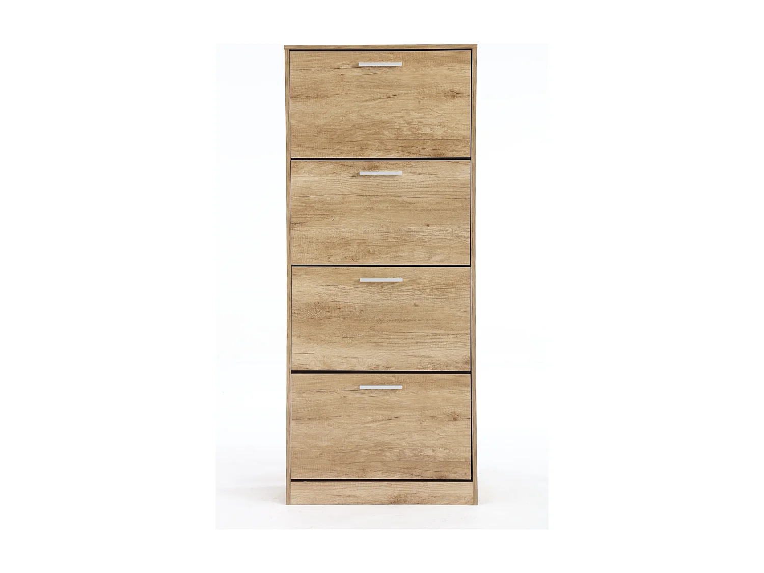 Scarpiera Salvaspazio 4 Ante Doppie Ripiani cm 63x24x155 in Legno da Ingresso Slim, Rovere - ZIK