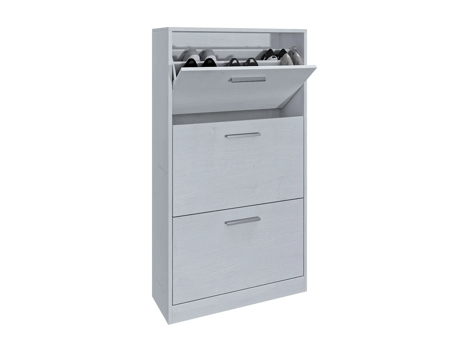 Mueble zapatero de entrada 3 puertas dobles plegables, mueble delgado de madera melaminada 63x24x115h, Blanco - ZIK