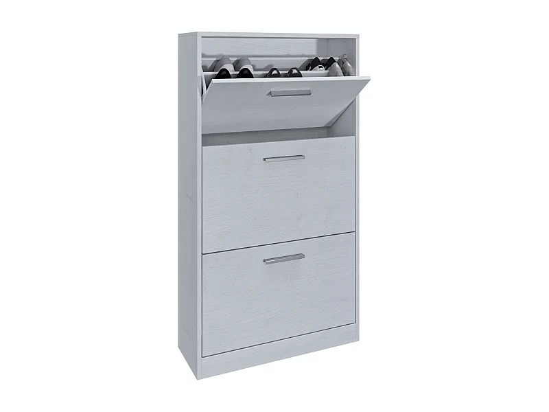 Mueble zapatero de entrada 3 puertas dobles plegables, mueble delgado de madera melaminada 63x24x115h, Blanco - ZIK