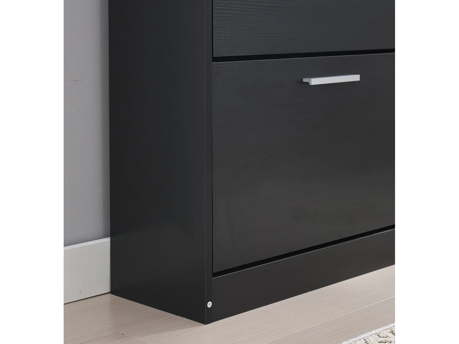 Scarpiera Salvaspazio 4 Ante Doppie Ripiani cm 63x24x155 Mobile in Legno da Ingresso Design, Portascarpe Nero - ZIK