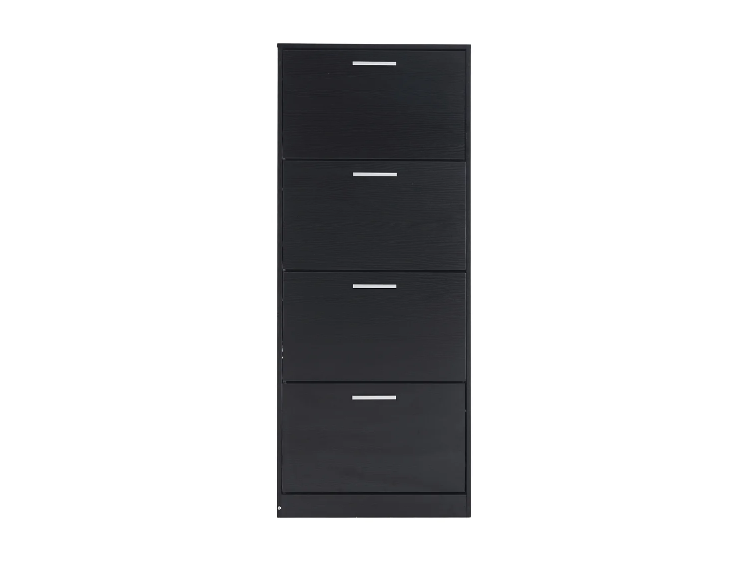 Scarpiera Salvaspazio 4 Ante Doppie Ripiani cm 63x24x155 Mobile in Legno da Ingresso Design, Portascarpe Nero - ZIK