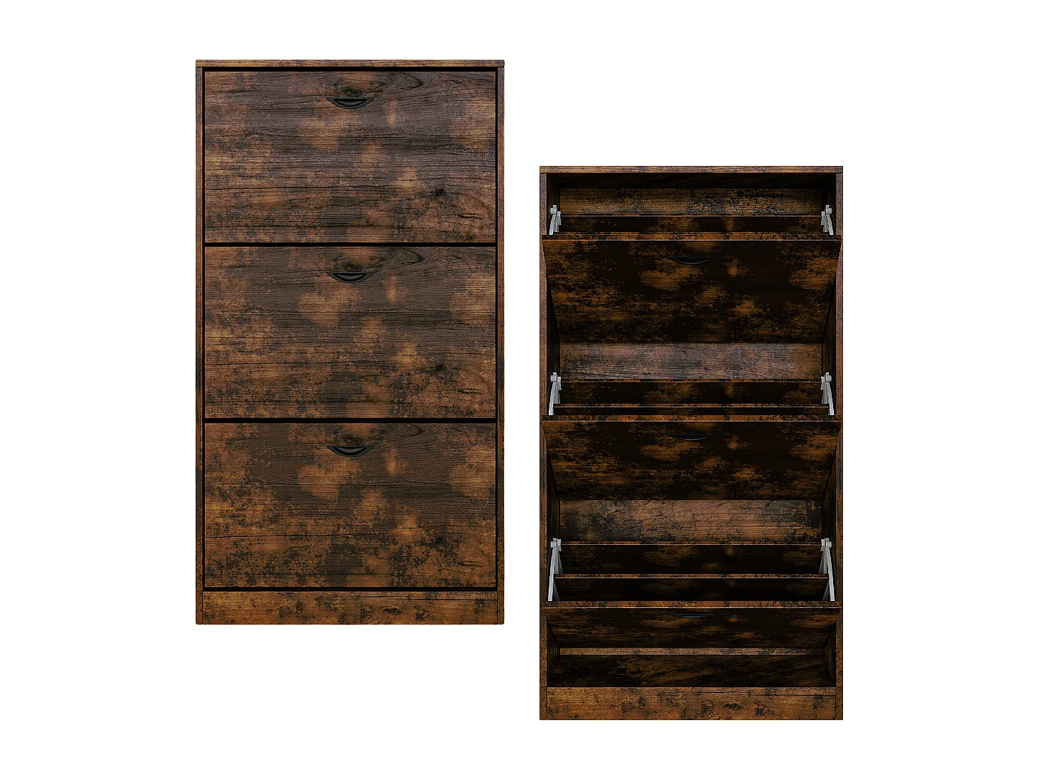 Sapateira de entrada economizadora de espaço 3 portas duplas dobráveis em madeira, 2 compartimentos diurnos, sapateira fina, cm 63x24x120 - ZIK