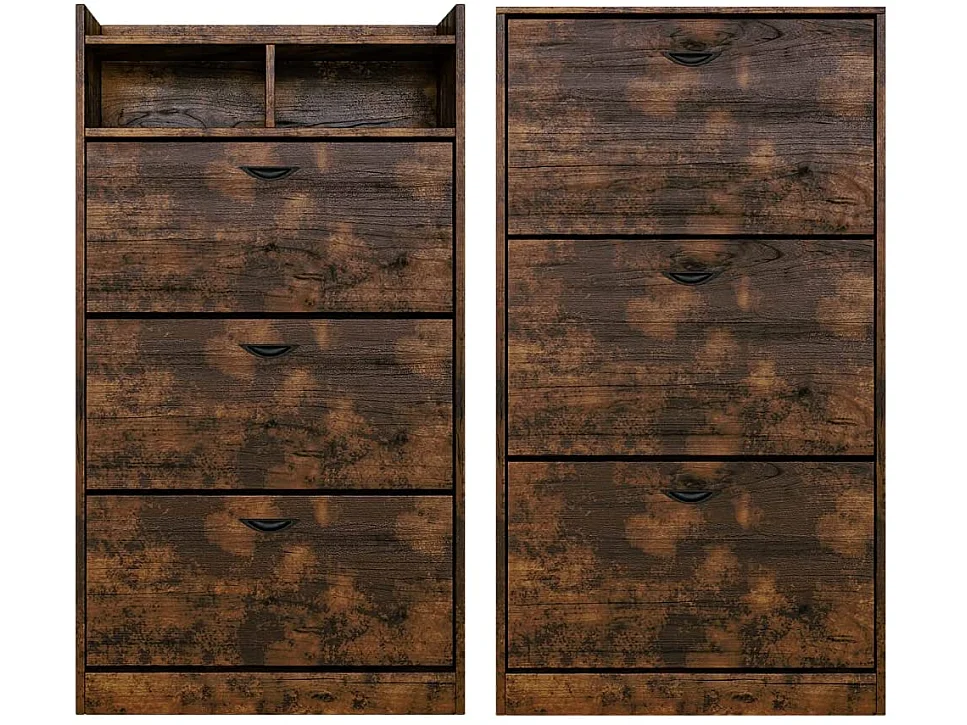 Scarpiera Salvaspazio da Ingresso 3 Ante Doppie a Ribalta in Legno, 2 Vani a Giorno, Mobile Porta Scarpe Slim, cm 63x24x120 - ZIK