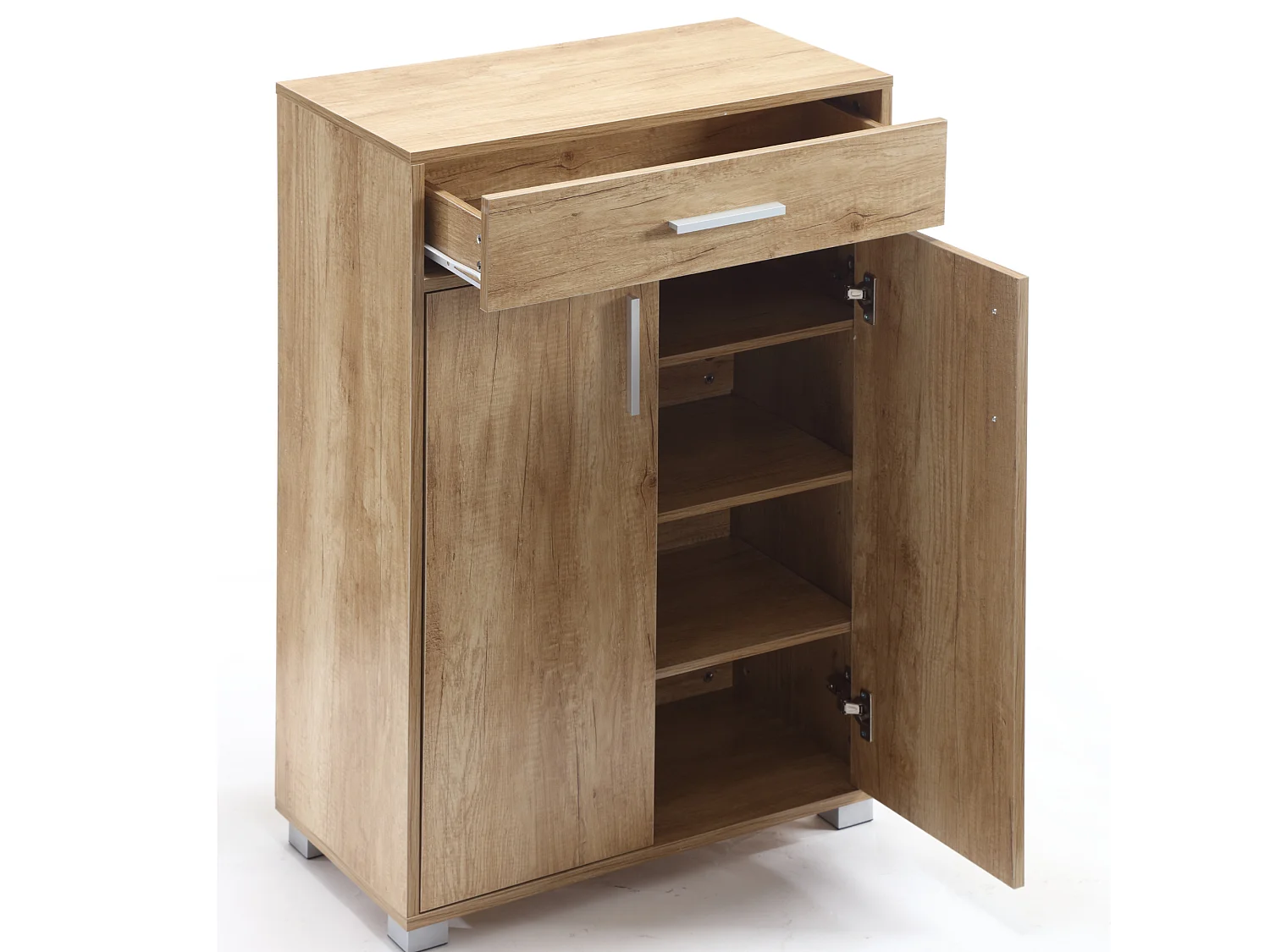 Armario zapatero 5 estantes 2 puertas 1 cajón cm 63x33x95 en Madera Armario de entrada, Roble - ZIK