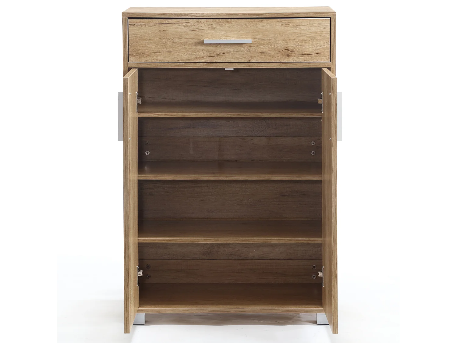 Armario zapatero 5 estantes 2 puertas 1 cajón cm 63x33x95 en Madera Armario de entrada, Roble - ZIK