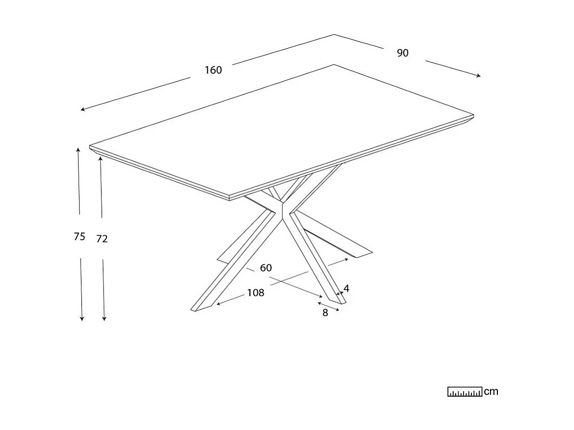 Table à manger effet bois chêne marron 160x75