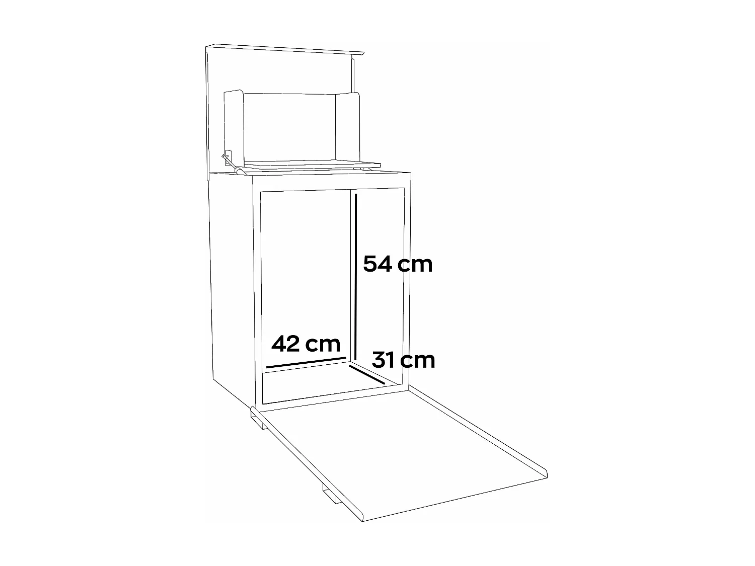 AOGA - Porta-cartas 44x35,5x58 cm em aço preto e contraplacado