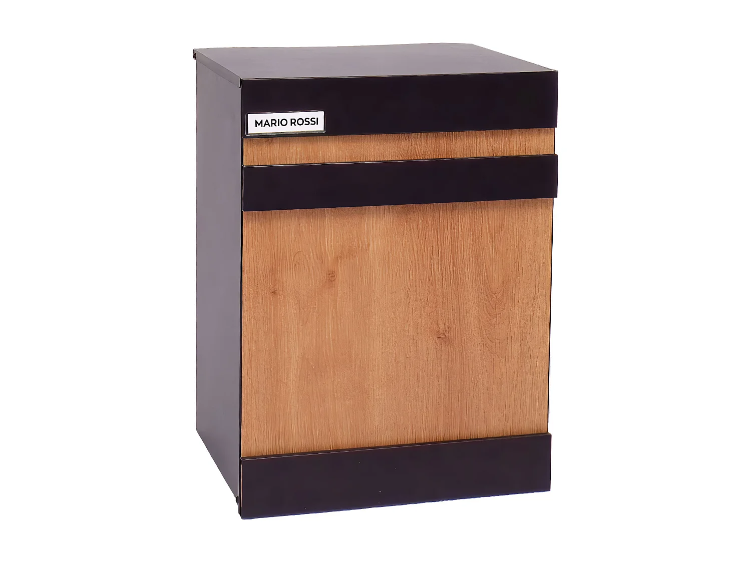 AOGA - Porta-cartas 44x35,5x58 cm em aço preto e contraplacado