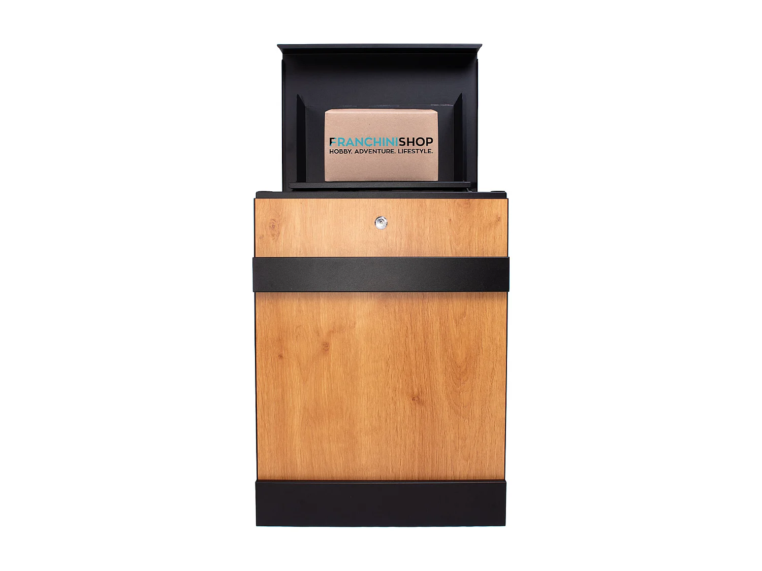 AOGA - Porta-cartas 44x35,5x58 cm em aço preto e contraplacado