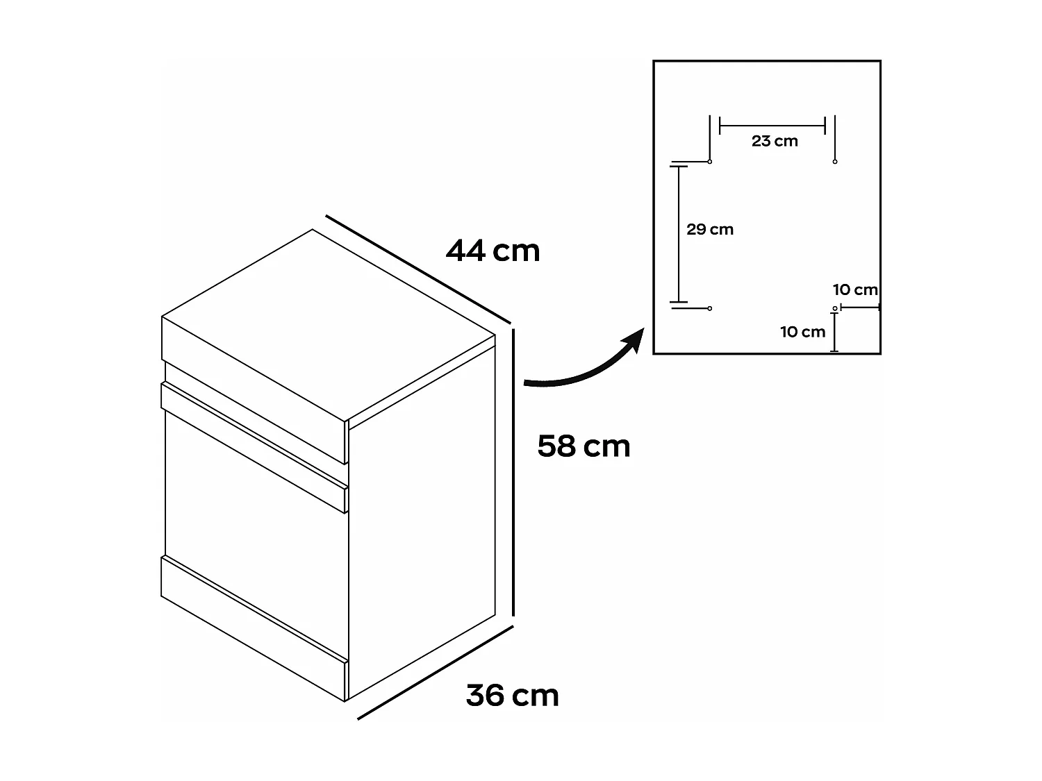 AOGA - Porta-cartas 44x35,5x58 cm em aço preto e contraplacado