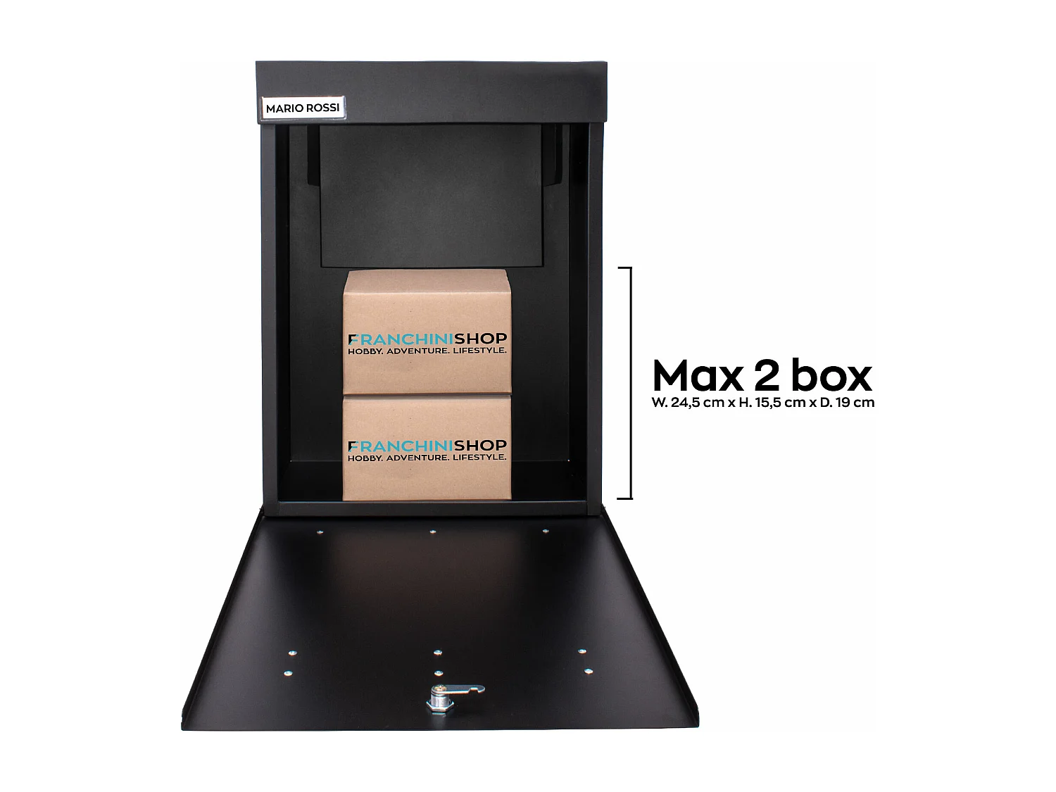 AOGA - Porta-cartas 44x35,5x58 cm em aço preto e contraplacado