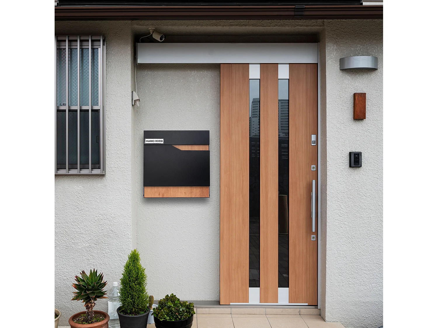 SHIMA - Bandeja de papel montada na parede 37x37x11 cm com suporte para revista em madeira e aço preto