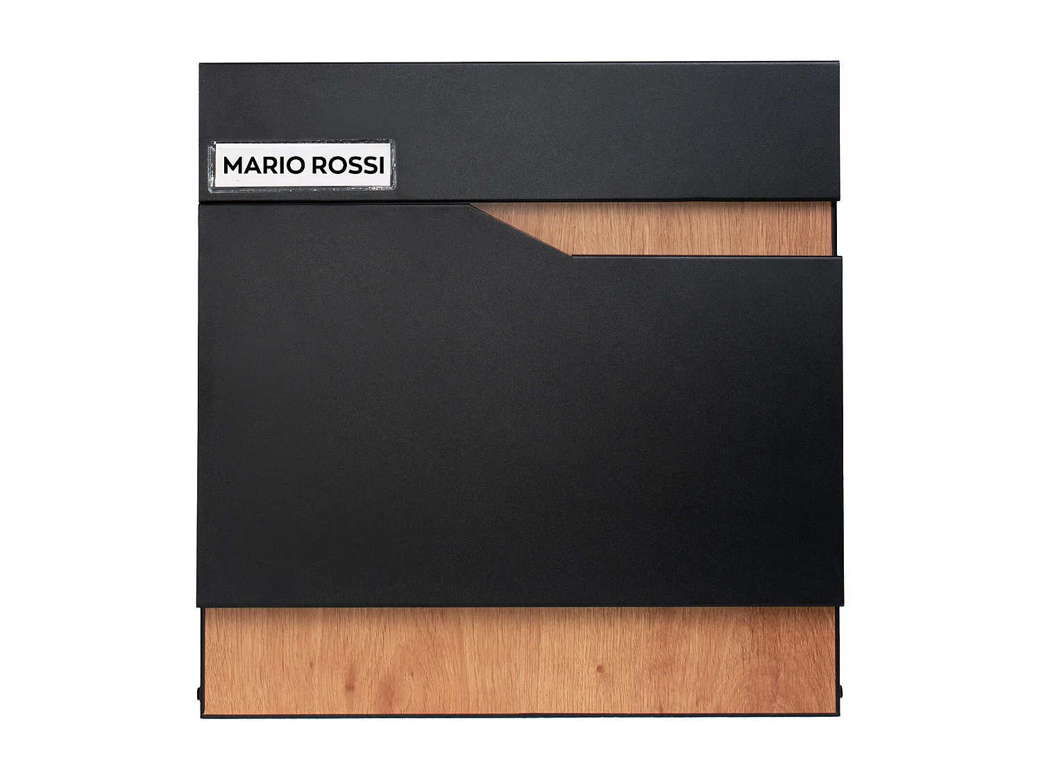 SHIMA - Bandeja de papel montada na parede 37x37x11 cm com suporte para revista em madeira e aço preto