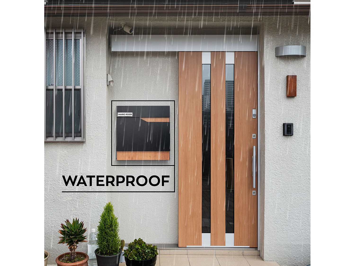 SHIMA - Bandeja de papel montada na parede 37x37x11 cm com suporte para revista em madeira e aço preto