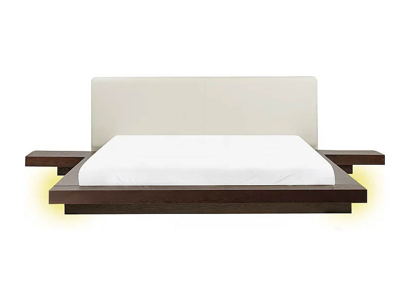 Lit avec LED Cuir PU ZEN 160 x 200 cm Frêne foncé