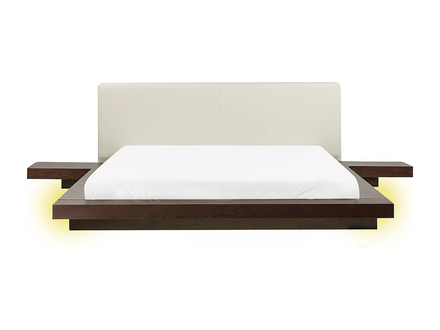 Lit avec LED Cuir PU ZEN 160 x 200 cm Frêne foncé