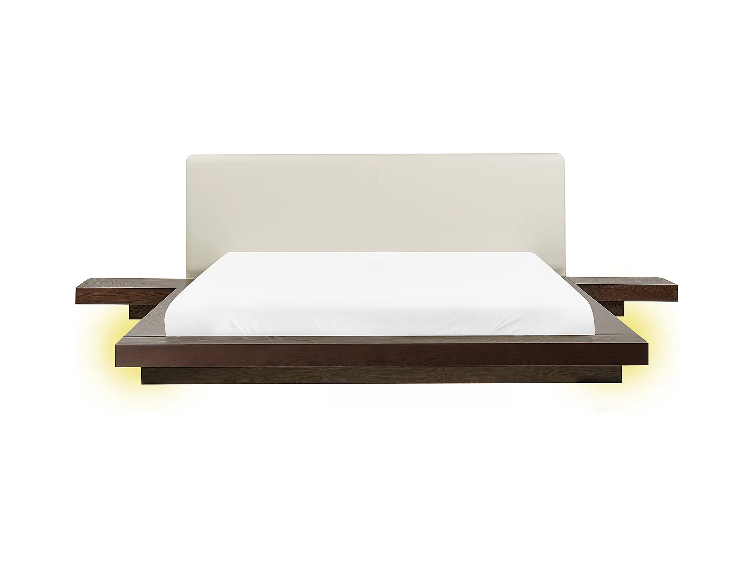 Bett mit LED Kunstleder ZEN 160 x 200 cm Dunkle Esche