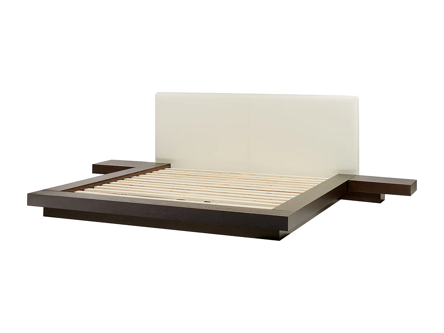 Lit avec LED Cuir PU ZEN 160 x 200 cm Frêne foncé