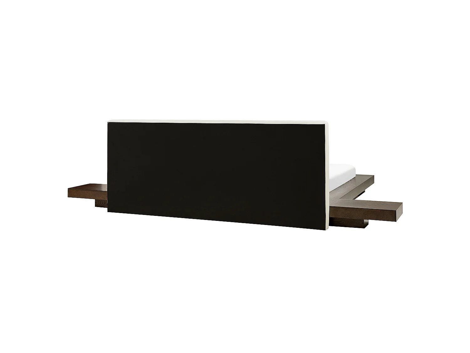 Bed with LED Faux Leather ZEN 160 x 200 cm (EU King Size) Dark Ash Wood
