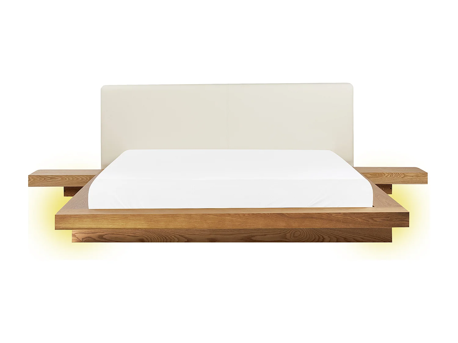 Lit avec LED Cuir PU ZEN 160 x 200 cm Frêne naturel