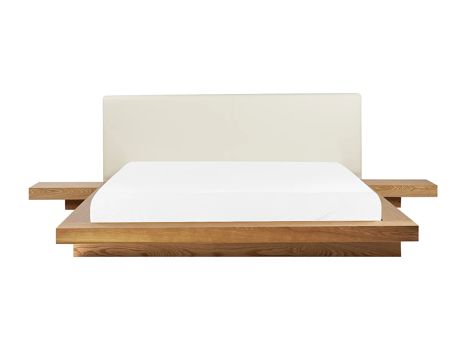 Lit avec LED Cuir PU ZEN 160 x 200 cm Frêne naturel