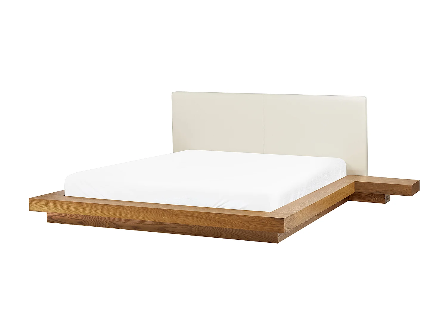 Lit avec LED Cuir PU ZEN 160 x 200 cm Frêne naturel