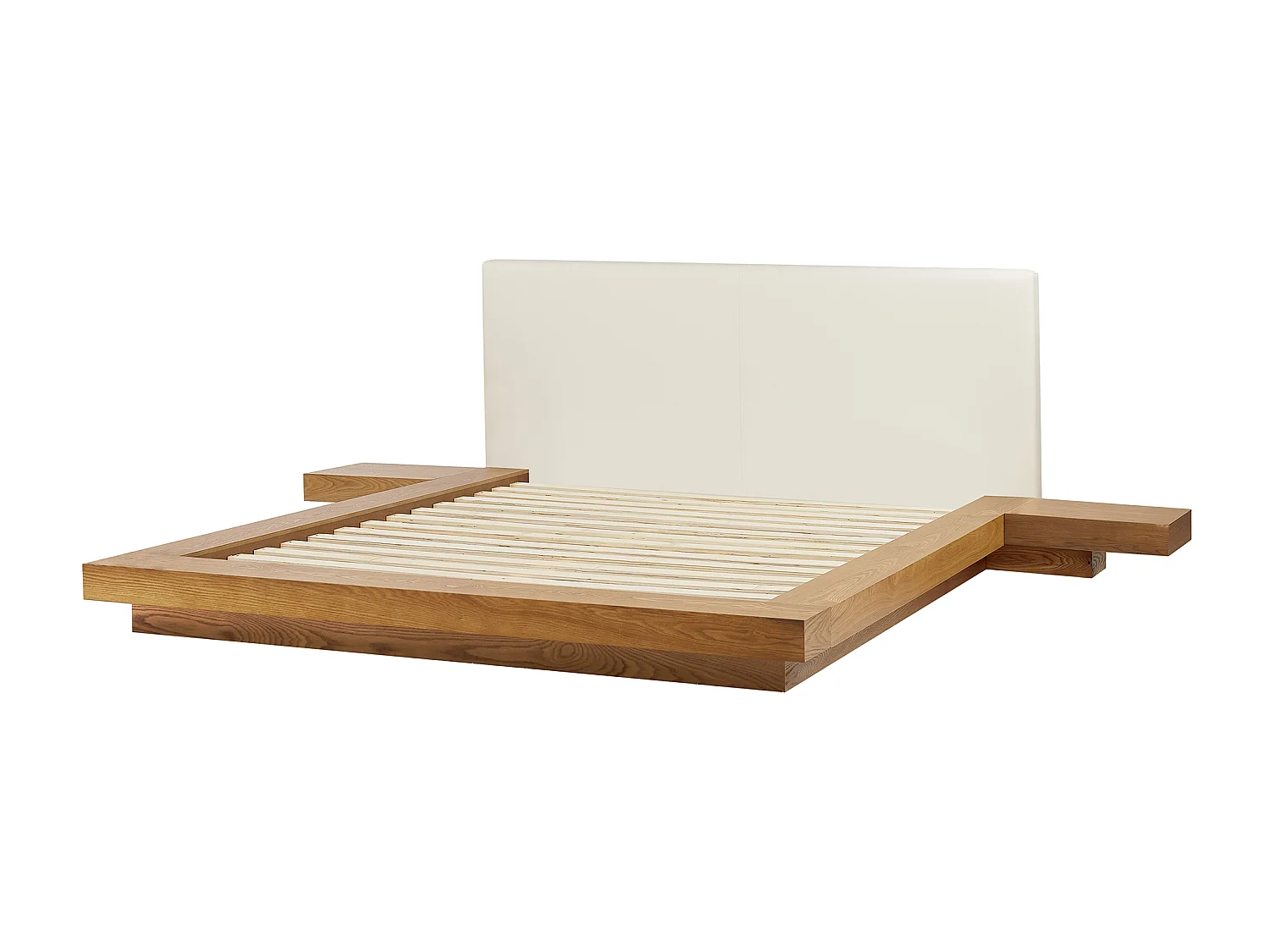 Lit avec LED Cuir PU ZEN 160 x 200 cm Frêne naturel
