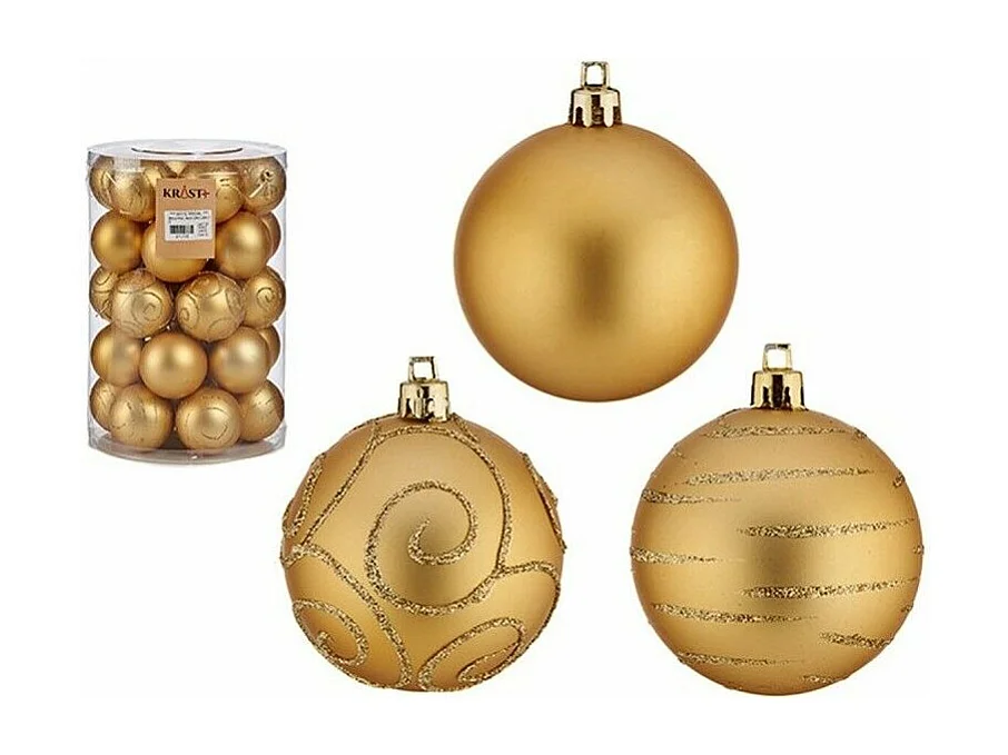 Set di palline natalizie dorate in PVC Ø 6 cm (4 unità)