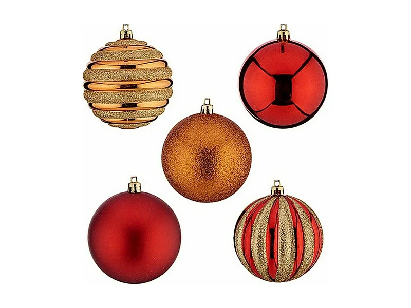 Boules de Noël Ø 8 cm 30 Unités Rouge Doré Orange PVC