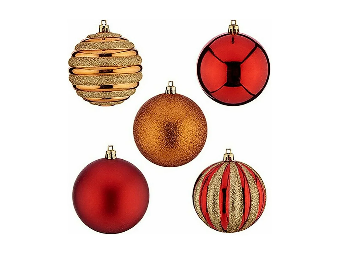 Boules de Noël Ø 8 cm 30 Unités Rouge Doré Orange PVC