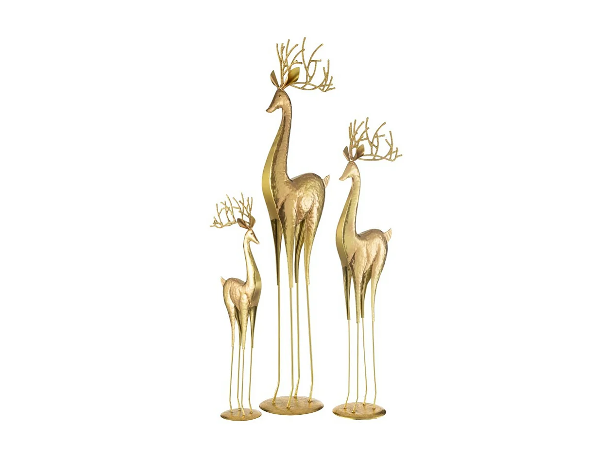 Cervo in piedi in metallo dorato 22,5x17x92 cm